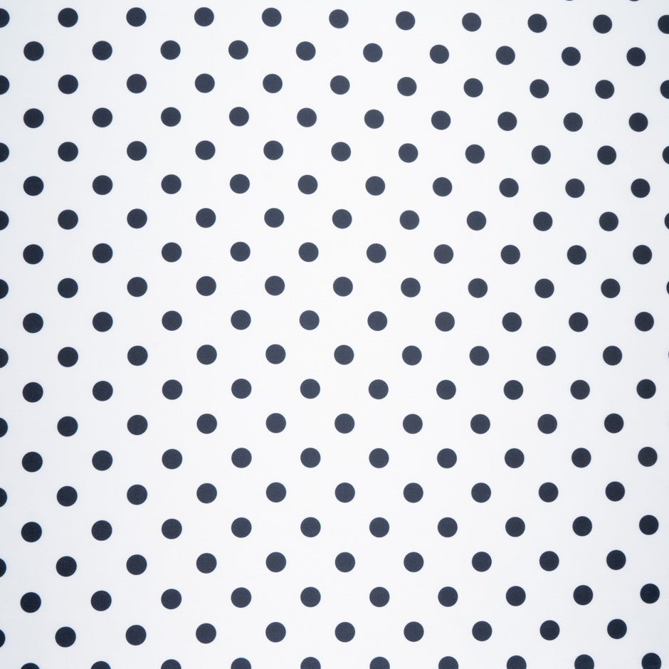 Navy Spotted White Silk Blend Mikado