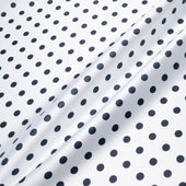 Navy Spotted White Silk Blend Mikado