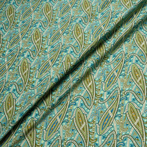 Green & Blue Paisley Printed Silk Jacquard