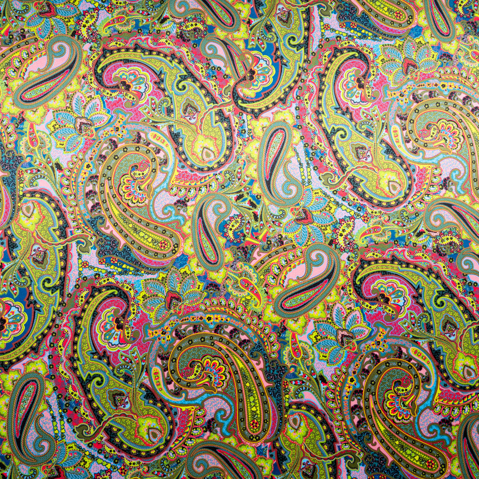 Vibrant Paisley Printed Silk Satin