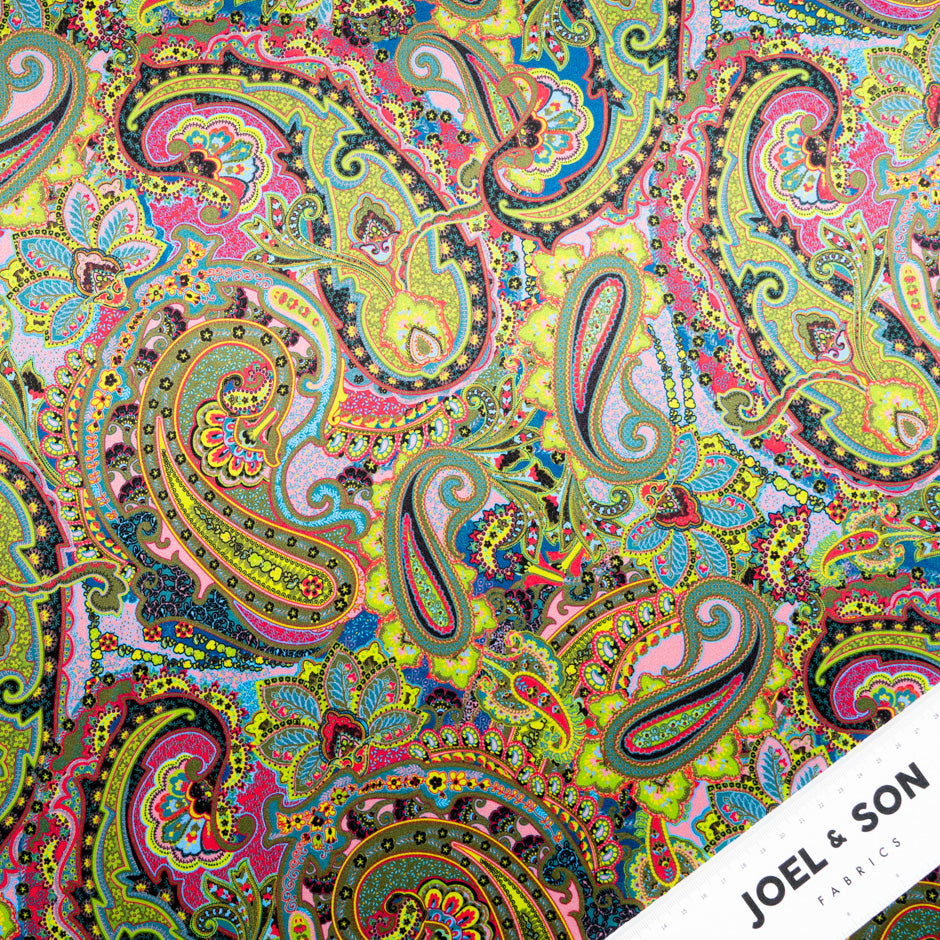 Vibrant Paisley Printed Silk Satin