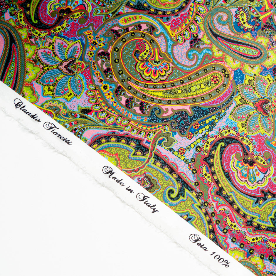Vibrant Paisley Printed Silk Satin