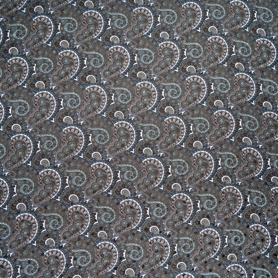 Brown Paisley Printed Silk Jacquard