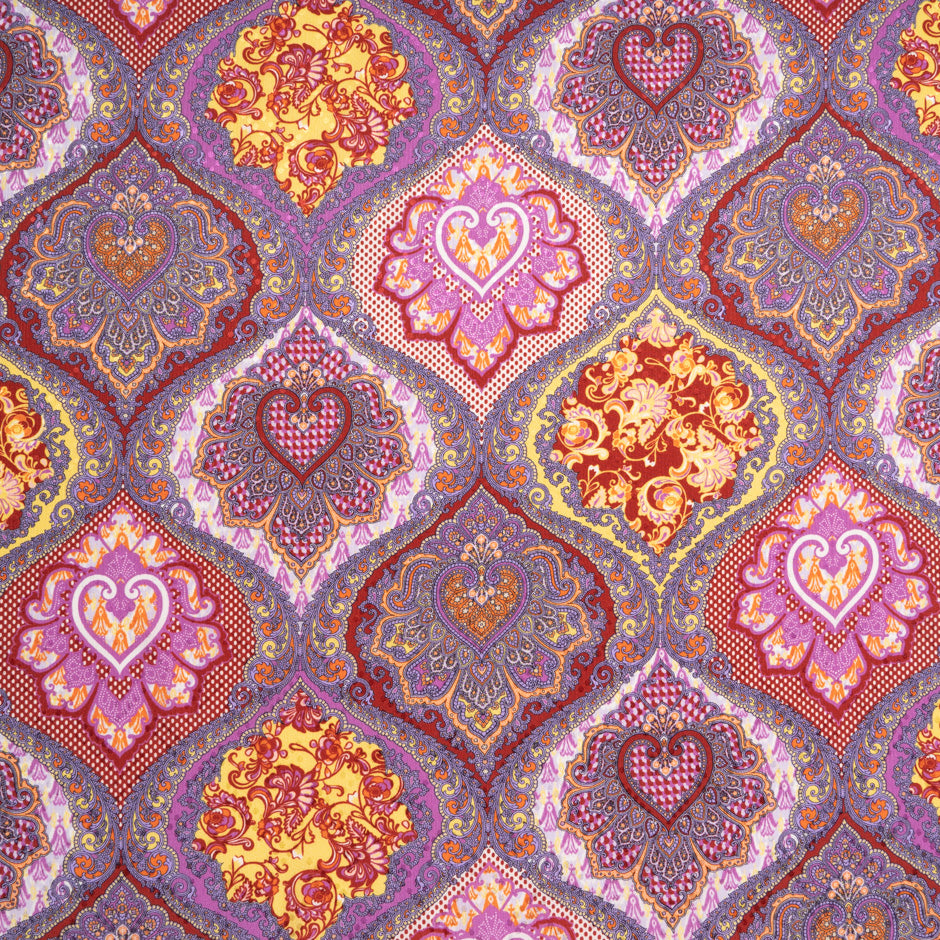 Pink & Red Geo Printed Pure Silk Jacquard