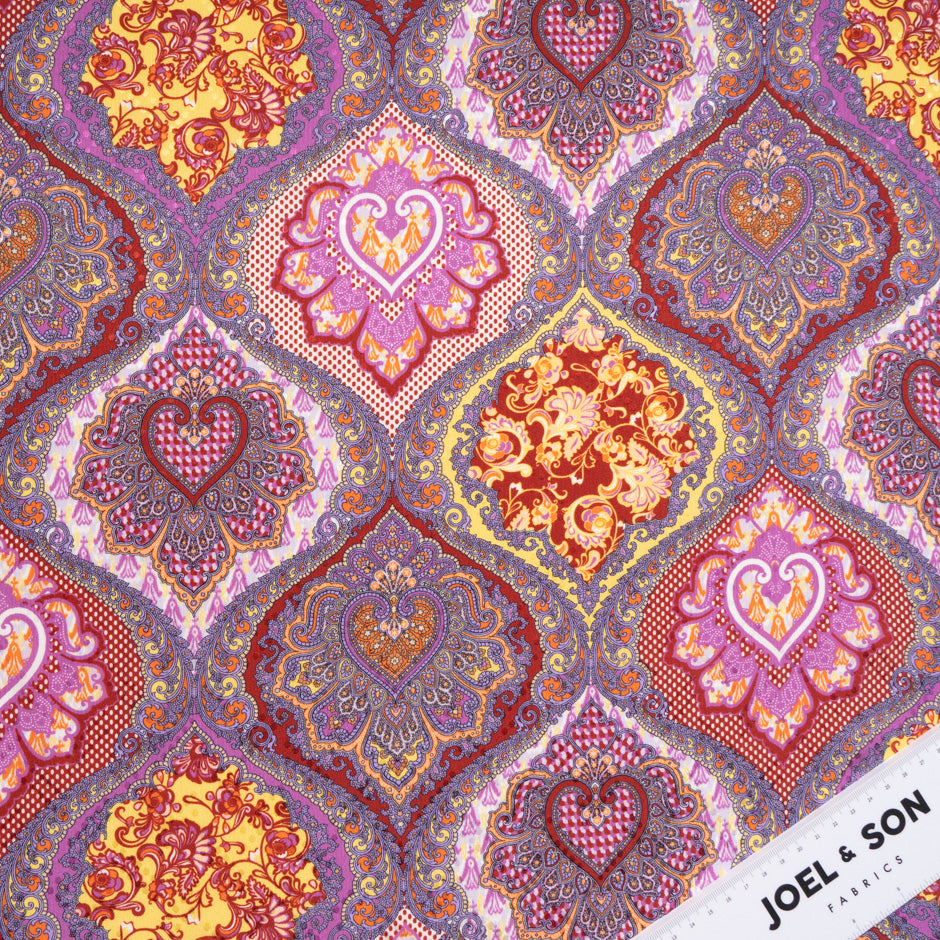 Pink & Red Geo Printed Pure Silk Jacquard