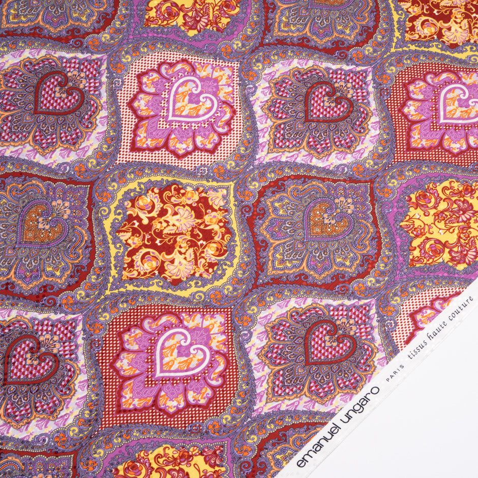 Pink & Red Geo Printed Pure Silk Jacquard
