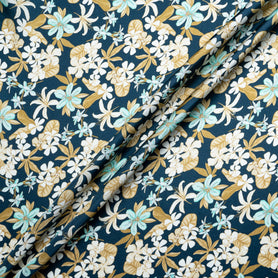 Floral Printed Midnight Silk Blend Twill