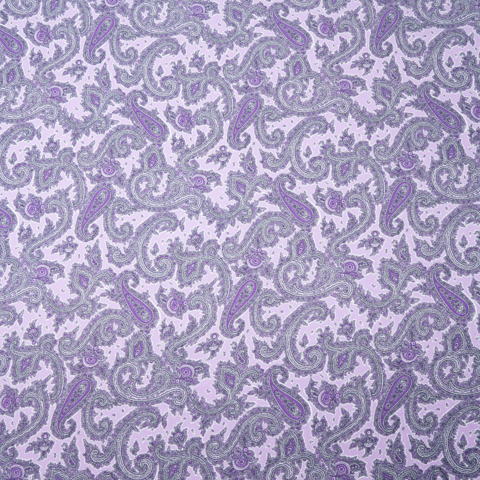 Lilac & Mint Paisley Printed Silk Blend Twill