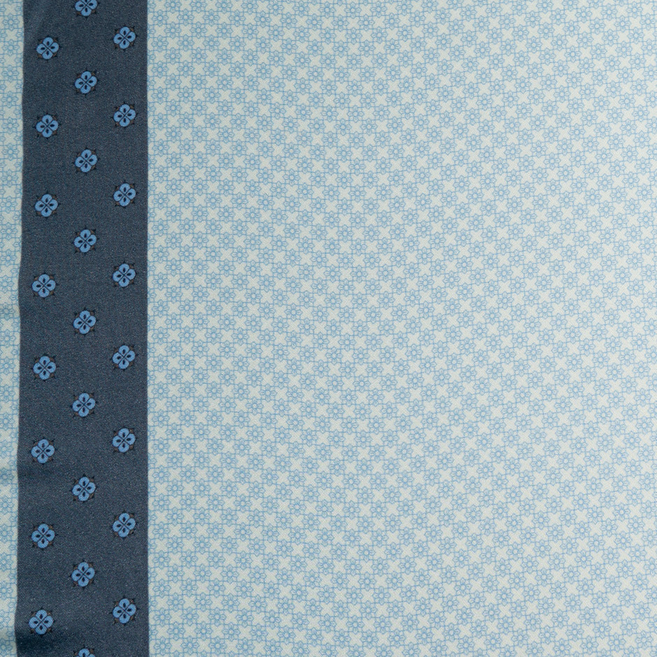 Light Blue Geometric Printed Silk Blend Twill