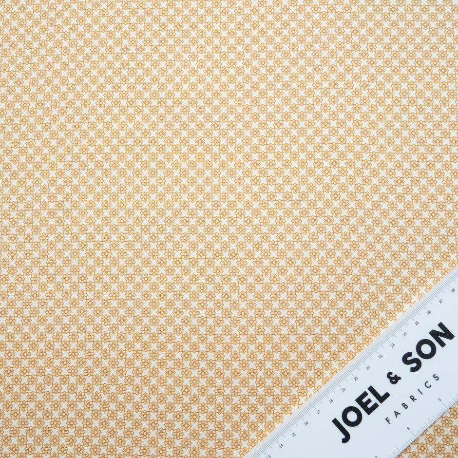 Beige Geometric Printed Silk Blend Twill