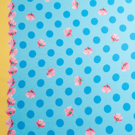 Blue Spotted Blue Printed Silk Blend Twill
