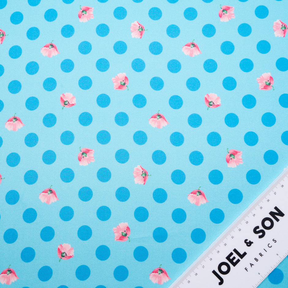 Blue Spotted Blue Printed Silk Blend Twill (A 2.40m Piece)
