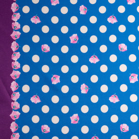 Pink Spotted Royal Blue Printed Silk Blend Twill