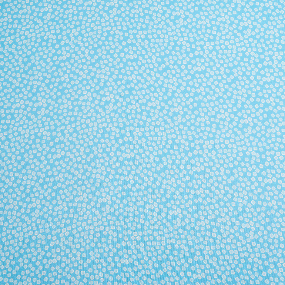 Blue Square Printed Silk Blend Twill