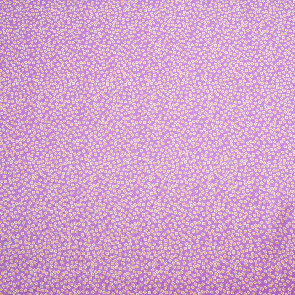 Orange Square Printed Pink Silk Blend Twill