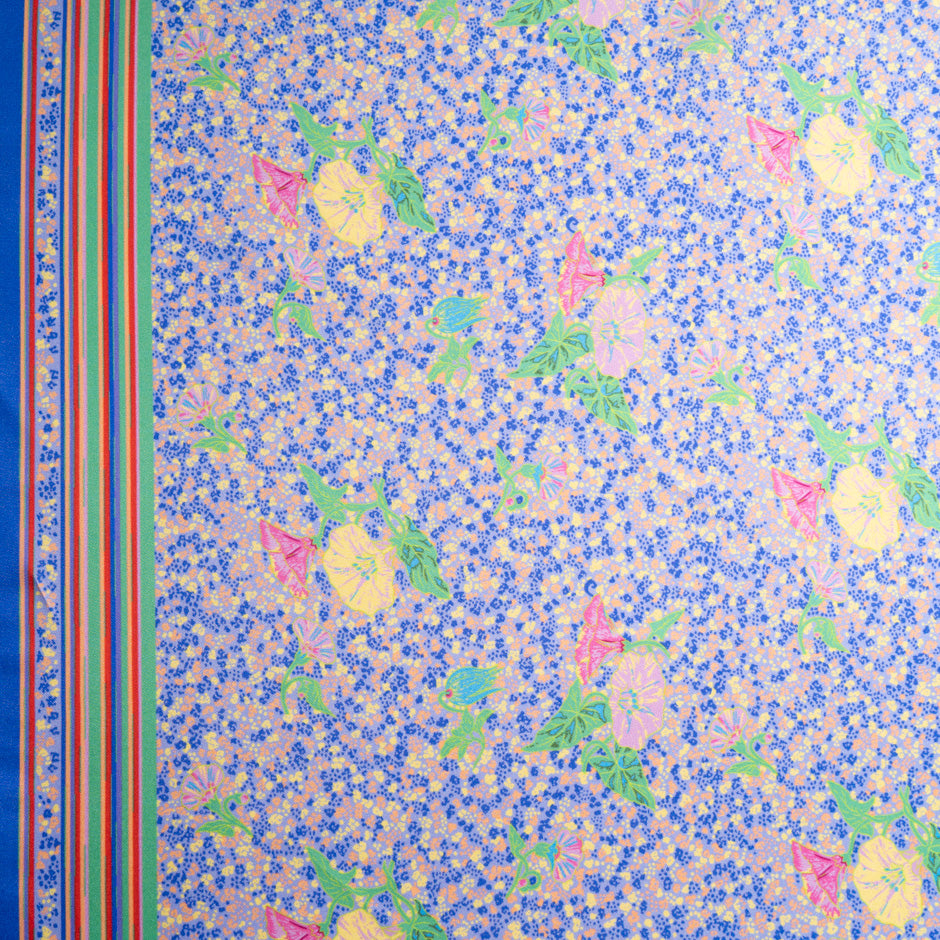 Pink & Yellow Floral Printed Silk Blend Twill