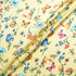 Butterfly & Floral Printed Yellow Silk Blend Twill