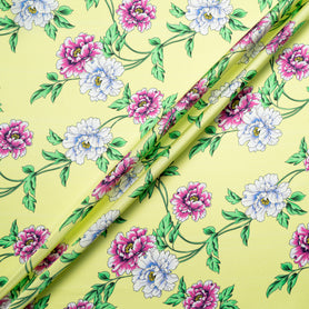 Floral Printed Lime Green Silk Blend Twill