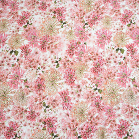 Antique Pink Floral Printed Ivory Silk Cloqué