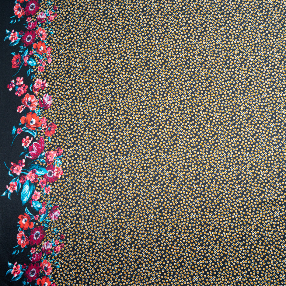 Beige Square Printed Midnight Silk Blend Twill
