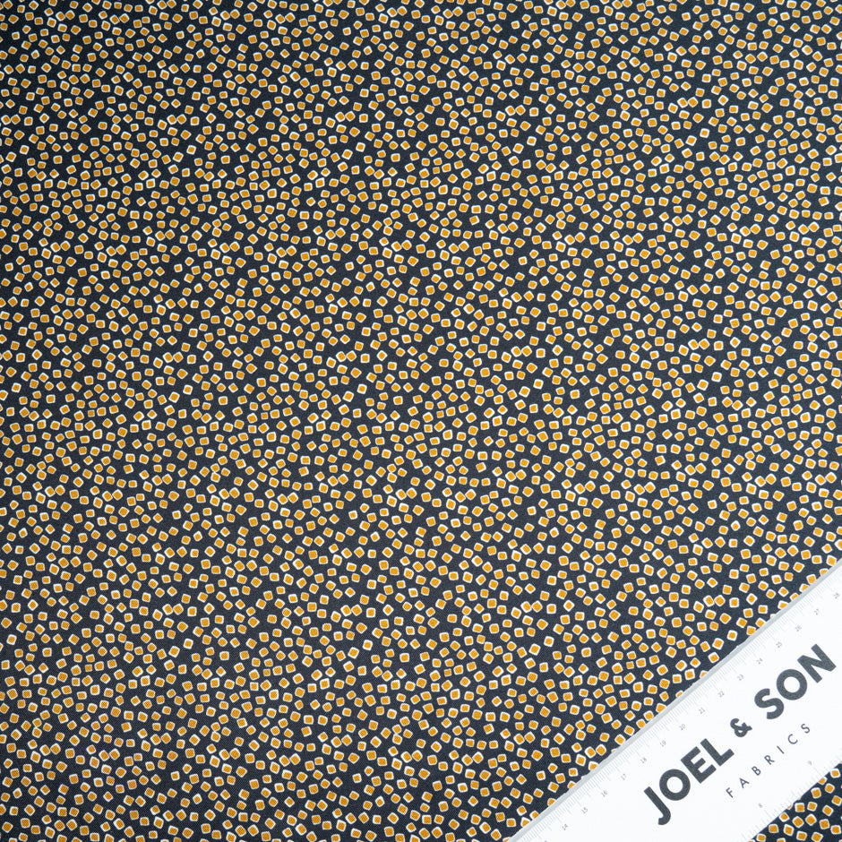 Beige Square Printed Midnight Silk Blend Twill
