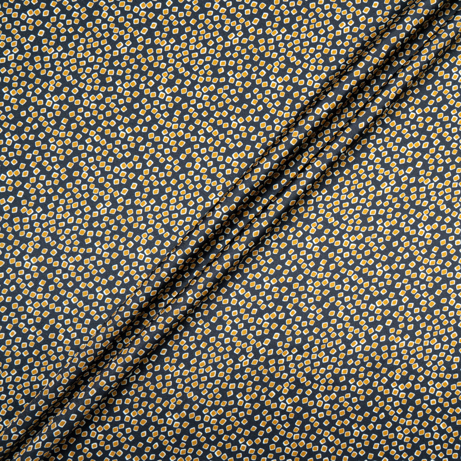 Beige Square Printed Midnight Silk Blend Twill