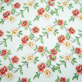 Multi Floral Printed Mint Green Silk Blend Twill