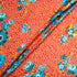 Turquoise Floral Printed Bright Red Silk Cloqué