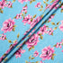Pink Floral Printed Blue Silk Cloqué