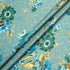 Blue Floral Printed Teal Blue Silk Cloqué