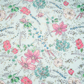 Multi 'Sketched' Floral Metallic Jacquard Georgette