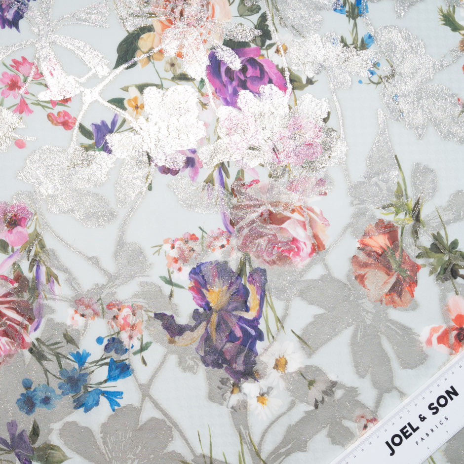 Wild Floral Printed Metallic Silk Georgette