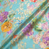 Floral Printed Turquoise Cotton Metallic Jacquard Voile
