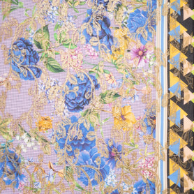 Floral Printed Pink Cotton Blend Metallic Jacquard