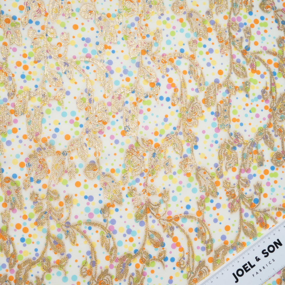 Spotted & Butterfly Cotton Metallic Jacquard Voile