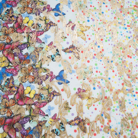 Multi Spotted & Butterfly Cotton Blend Metallic Jacquard