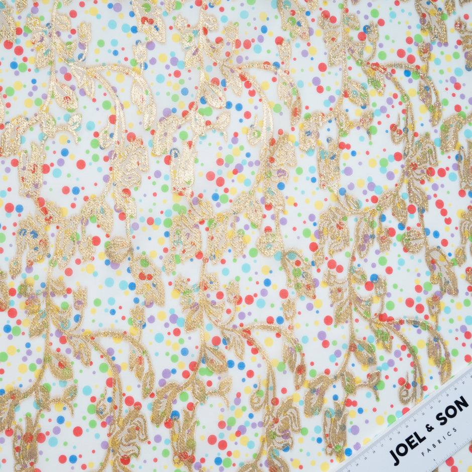 Multi Spotted & Butterfly Cotton Metallic Jacquard Voile