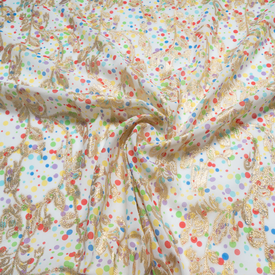 Multi Spotted & Butterfly Cotton Metallic Jacquard Voile