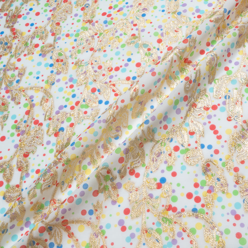 Multi Spotted & Butterfly Cotton Blend Metallic Jacquard