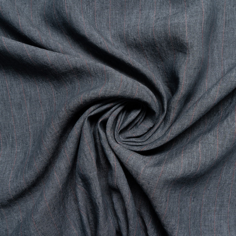 Dark Blue & Brown Striped Handkerchief Linen