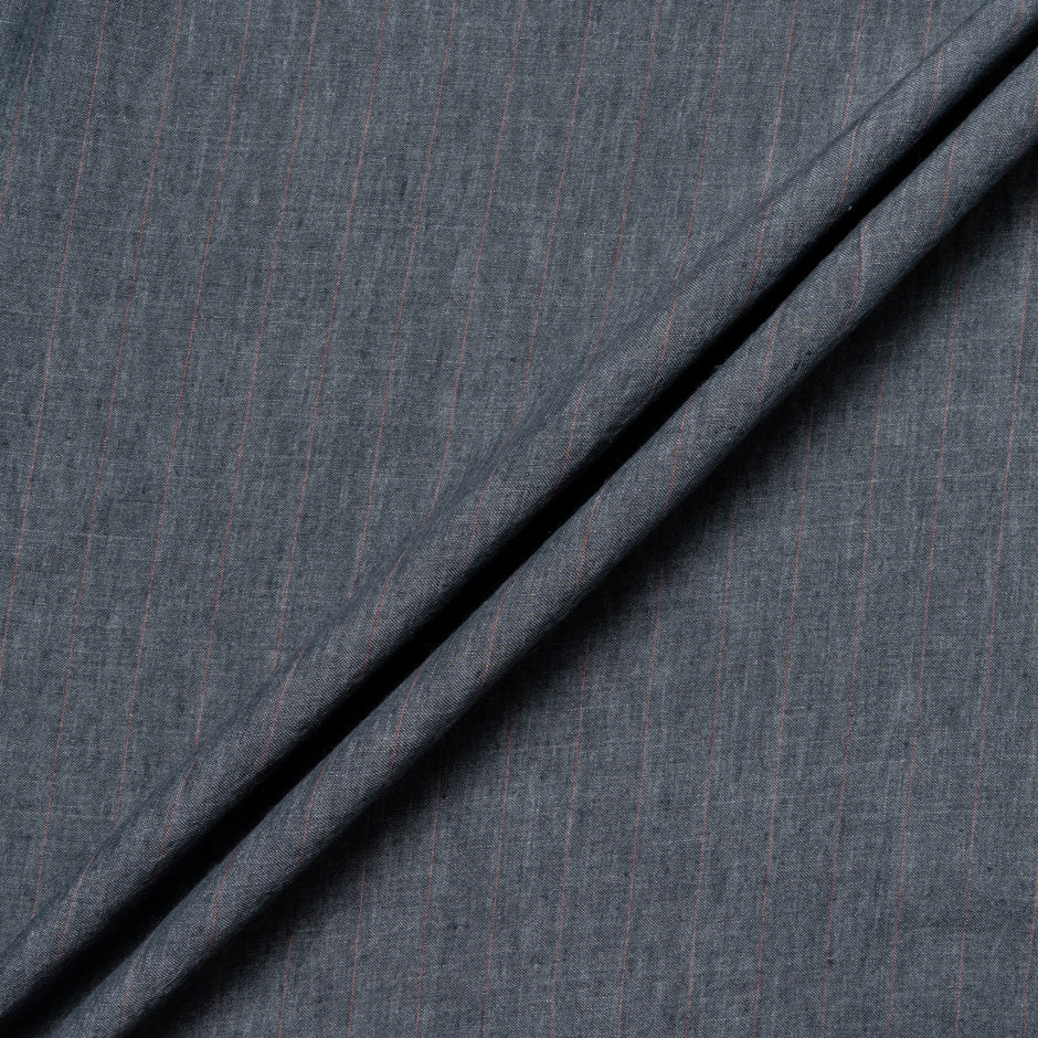 Dark Blue & Brown Striped Handkerchief Linen
