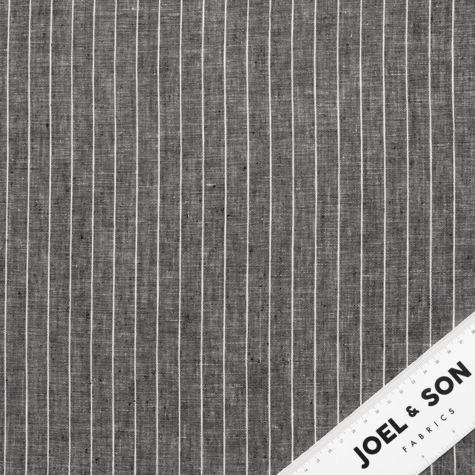 Dark Grey & White Striped Handkerchief Linen