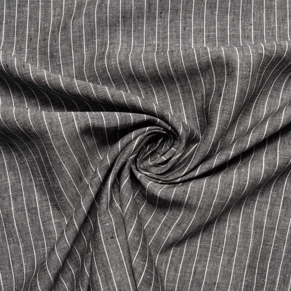 Dark Grey & White Striped Handkerchief Linen