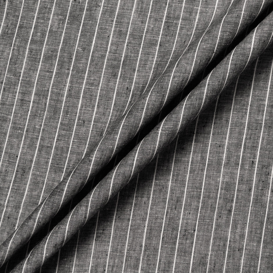 Dark Grey & White Striped Handkerchief Linen