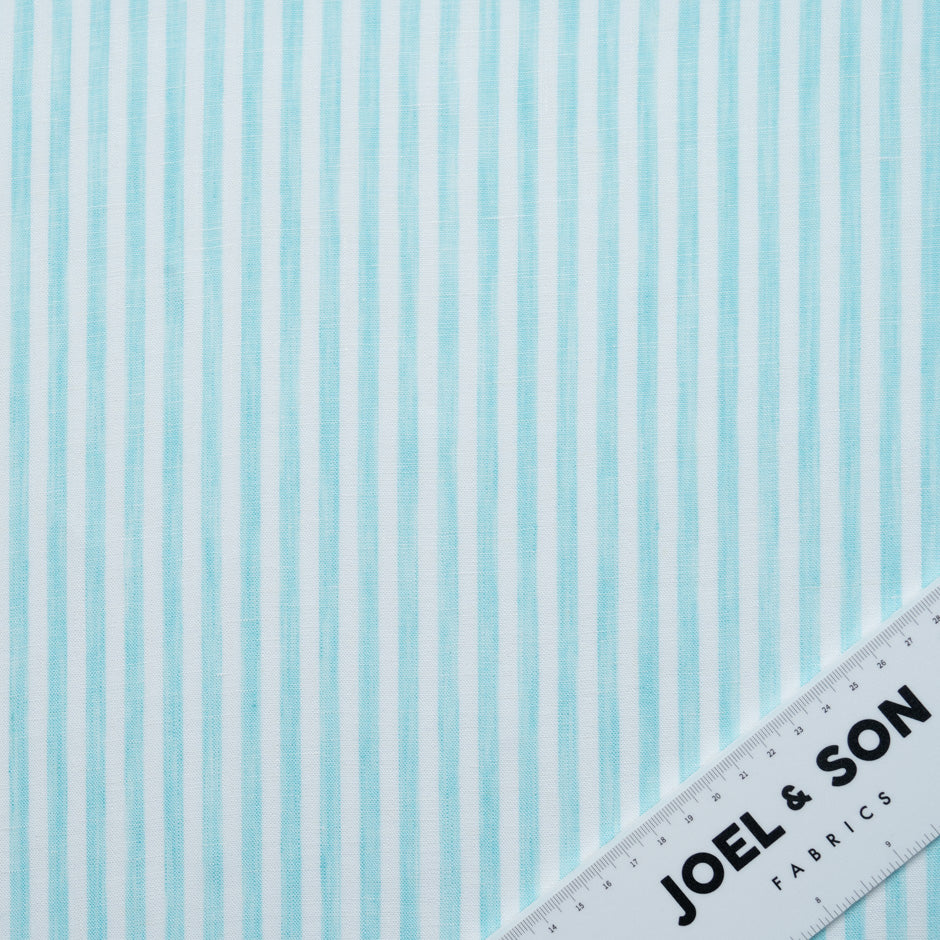Ice Blue & White Striped Handkerchief Linen (A 1m Piece)