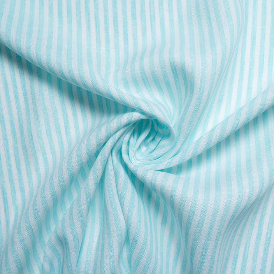Ice Blue & White Striped Handkerchief Linen (A 1m Piece)