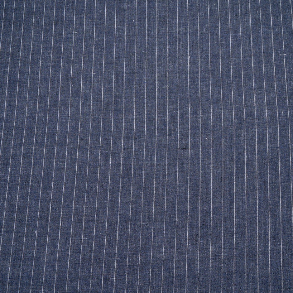 Navy Blue & White Striped Handkerchief Linen