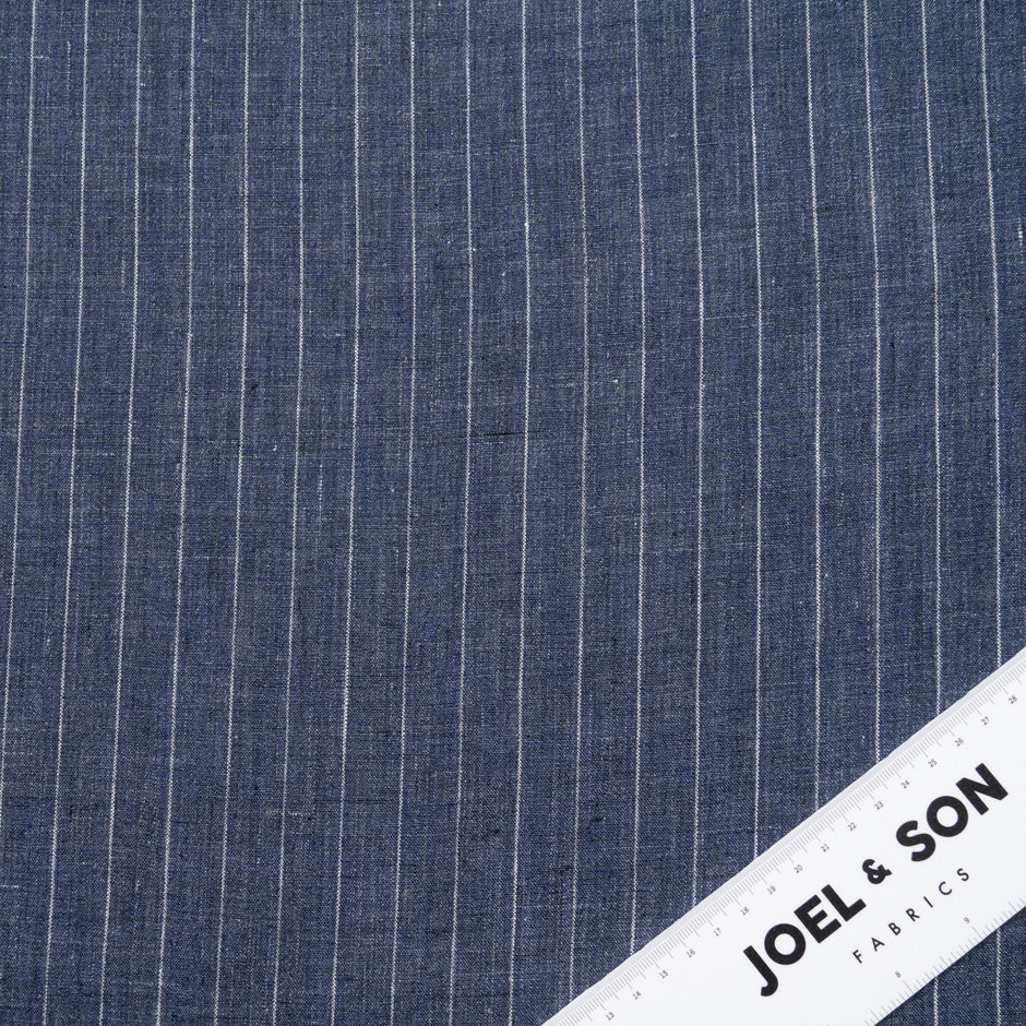 Navy Blue & White Striped Handkerchief Linen