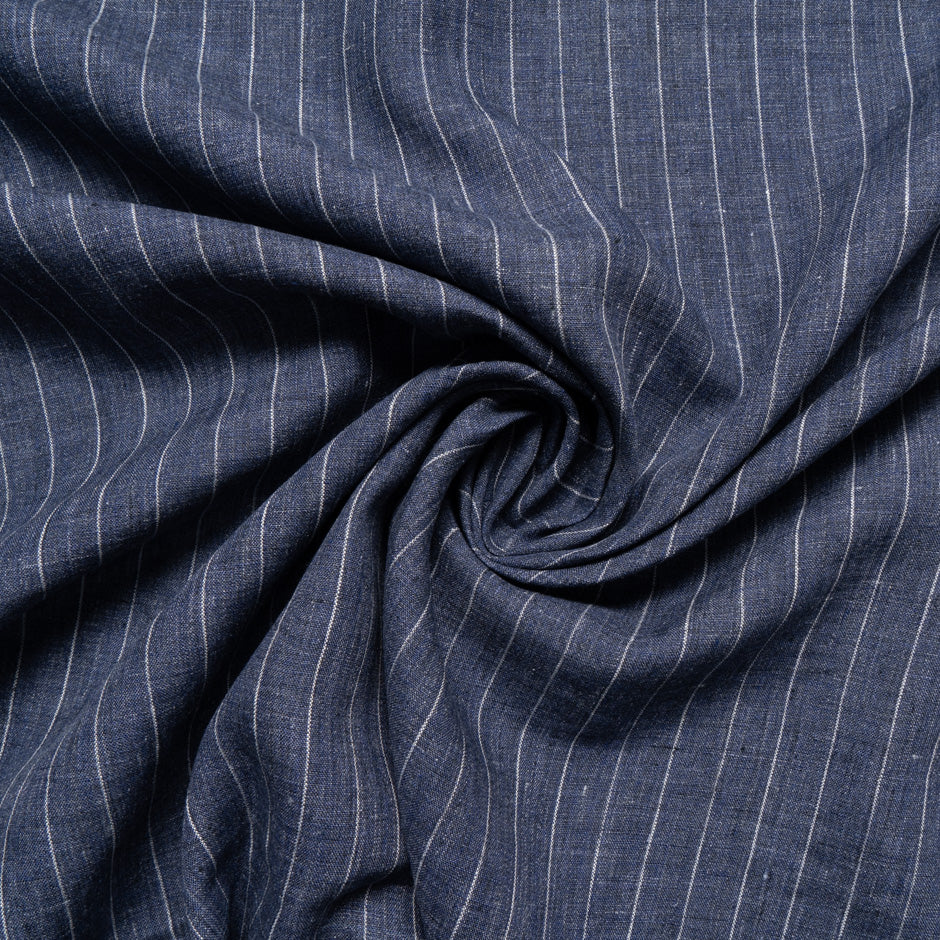 Navy Blue & White Striped Handkerchief Linen