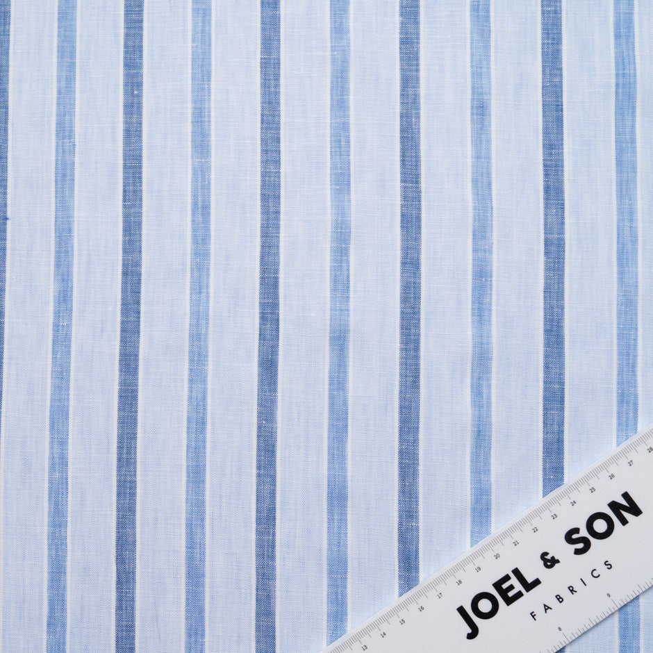 Two-Tone Blue & White Striped Handkerchief Linen